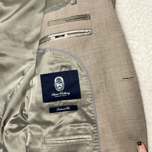 NWT Lands End Khaki Comfort Year’rounder Tailored Suit Jacket Size 40L Long - Picture 5 of 11
